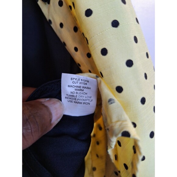 REBECCA MALONE Butter Yellow Polka Dot Button Up Shirt w/Cami Women's Sz 2x Vtg - Picture 8 of 9